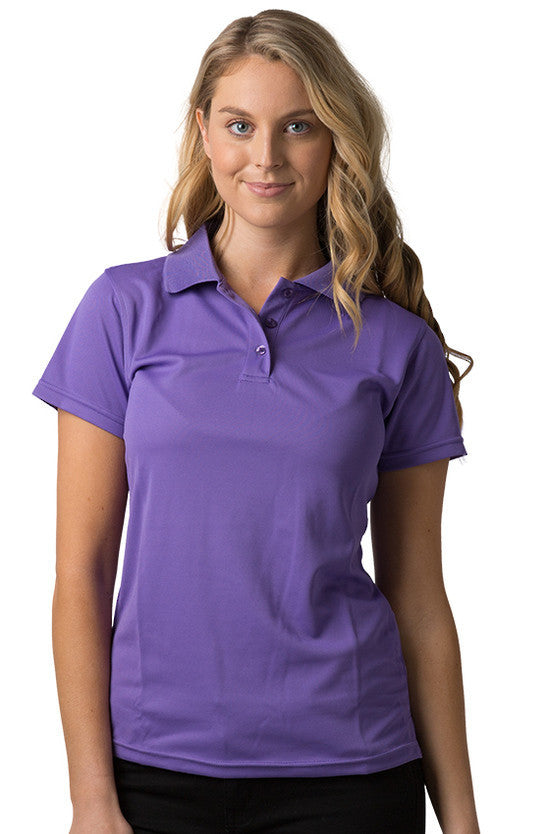 Be Seen-Be Seen Ladies Plain Polo Shirt With Herringbone Tape At Neck-Purple / 8-Uniform Wholesalers - 8