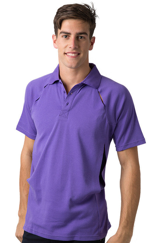 Be Seen-Be Seen Men's Polo Shirt With Contrast Piping-Purple / XS-Uniform Wholesalers - 9