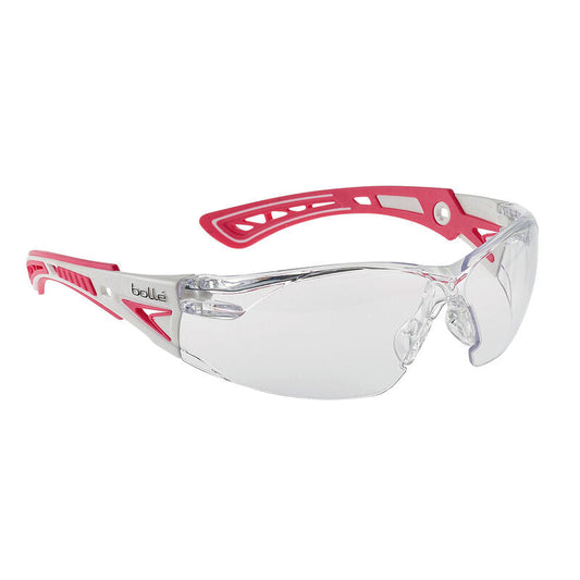 Bolle Safety Rush+ Small Pink / White Temples Platinum As/Af Clear Lens - Proudly Supporting Breast Cancer Network Australia - (RUSPSG00A)