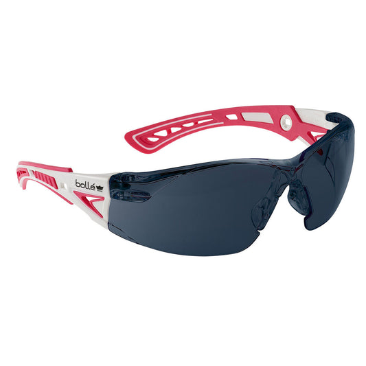 Bolle Safety Rush+ Small Pink / White Temples Platinum As/Af Smoke Lens - Proudly Supporting Breast Cancer Network Australia - (RUSPSG01A)