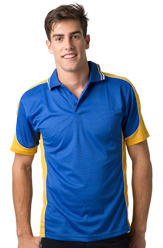 Be Seen-Be Seen Men's Polo Shirt With Striped Collar  6th( 8 Color )-Royal-Gold-White / XS-Uniform Wholesalers - 4