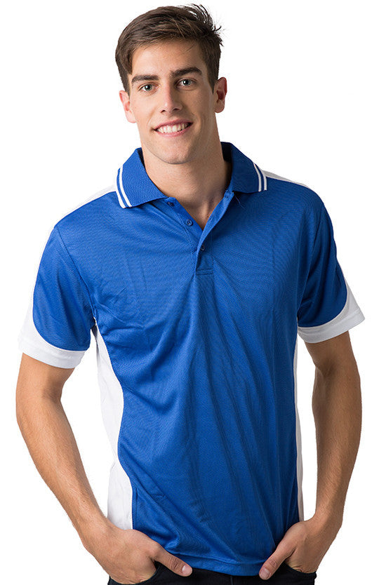 Be Seen-Be Seen Men's Polo Shirt With Striped Collar  6th( 8 Color )-Royal-White-White / XS-Uniform Wholesalers - 7