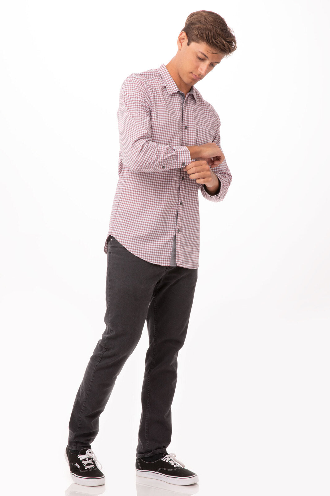 Chef Works Modern Gingham Long Sleeve Dress Shirt-(SHC05)
