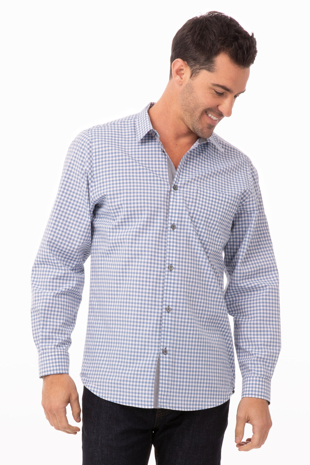 Chef Works Modern Gingham Long Sleeve Dress Shirt-(SHC05)