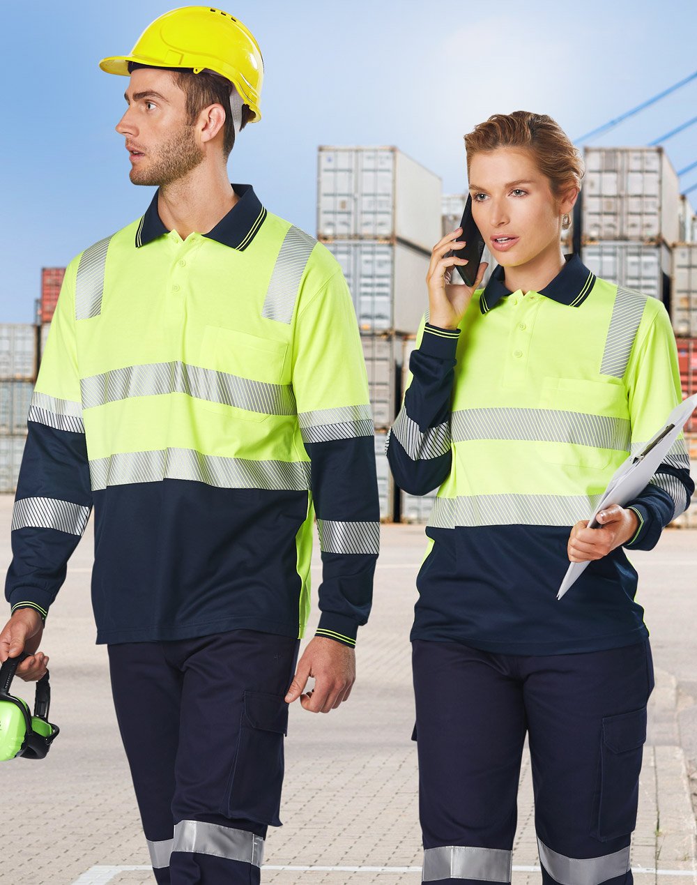 Winning Spirit Truedry® Biomotion Segmented Ls Safety Polo (Unisex)- (SW74)