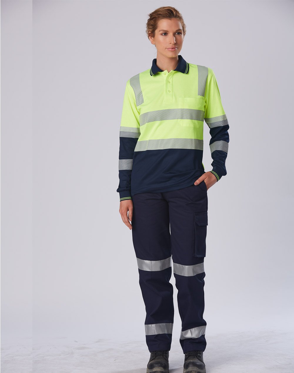 Winning Spirit Truedry® Biomotion Segmented Ls Safety Polo (Unisex)- (SW74)
