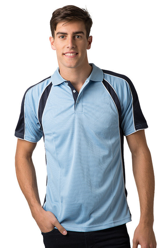 Be Seen-Be Seen Men's Polo Shirt With Contrast Sleeve 2nd( 8 Color )-Sky-Navy-White / XS-Uniform Wholesalers - 8