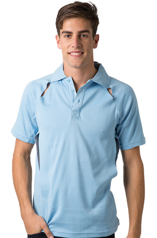 Be Seen-Be Seen Men's Polo Shirt With Contrast Piping-Sky / XS-Uniform Wholesalers - 14