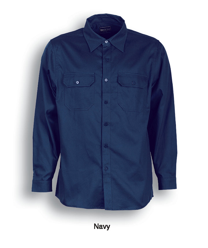 Bocini Cotton Drill Work Shirt-Long Sleeves-(WS0680)