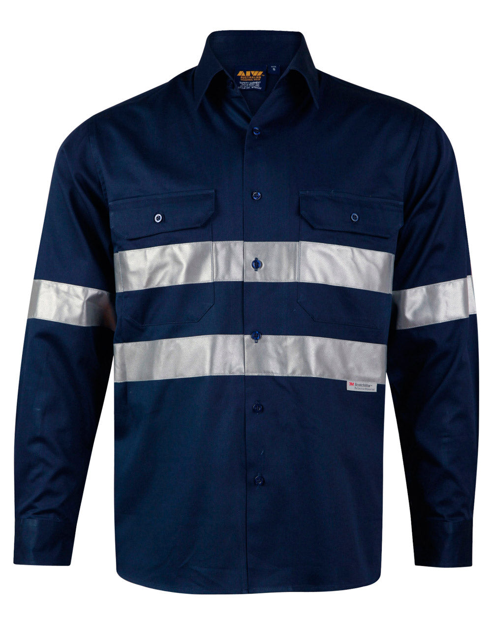 Winning Spirit Hi Vis Cotton Drill Long Sleeve Work Shirt-(WT04HV)