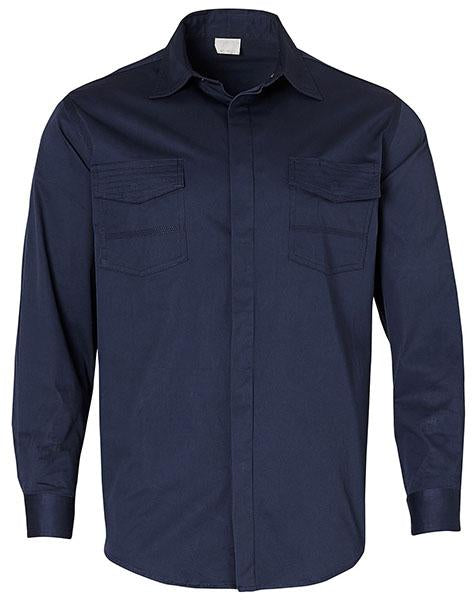 Winning Spirit Mens Stretch Work Shirt With 2 Front Flap Pockets (WT10)