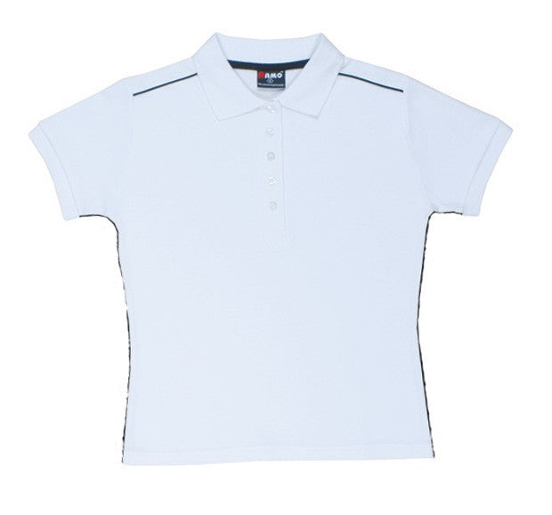 Ramo-Ramo Ladies 100% Cotton Pique Knit With Piping-White/Black / 8-Uniform Wholesalers - 7