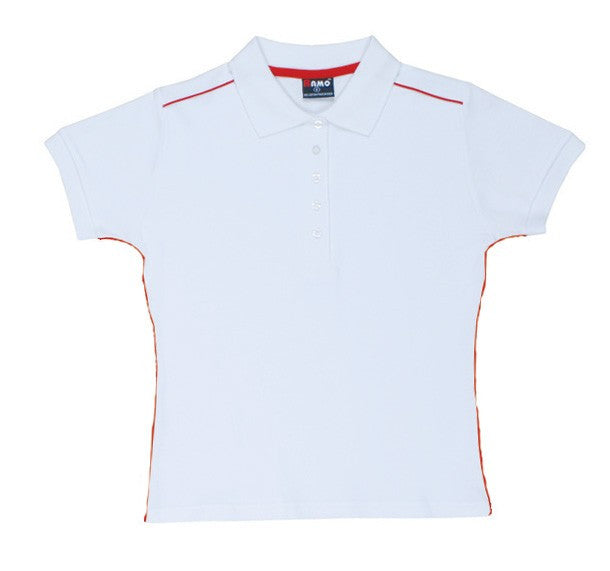 Ramo-Ramo Ladies 100% Cotton Pique Knit With Piping-White/Red / 8-Uniform Wholesalers - 8