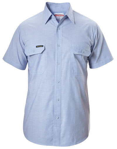 Hard Yakka-Hard Yakka Cotton Chambray Shirt Short Sleeve-Chambray / M-Uniform Wholesalers