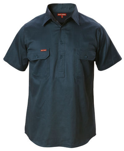 Hard Yakka-Hard Yakka Cotton Drill Shirt Closed Front Short Sleeve-Green / S-Uniform Wholesalers - 1