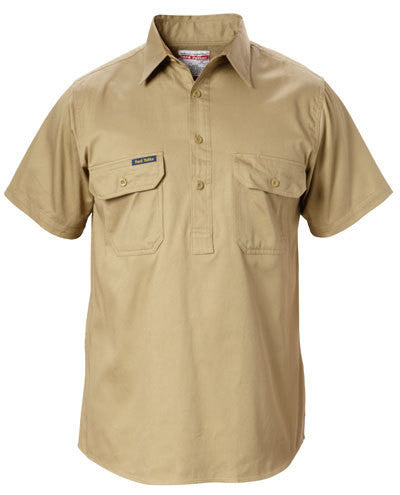 Hard Yakka-Hard Yakka Cotton Drill Shirt Closed Front Short Sleeve-Khaki / S-Uniform Wholesalers - 2