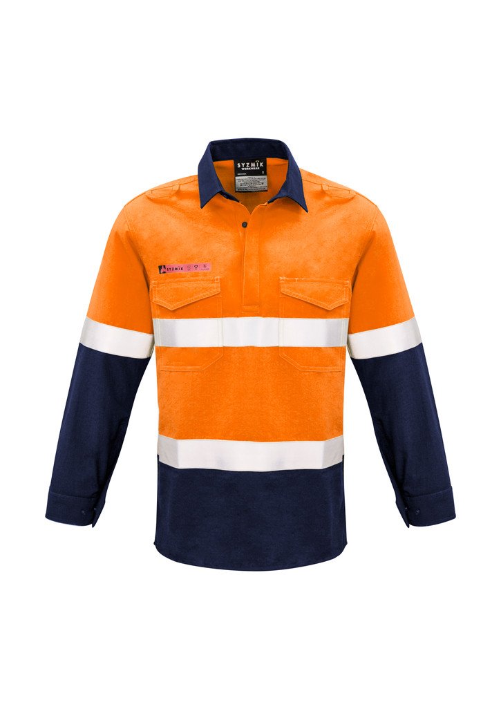 Syzmik Mens FR Closed Front Hooped Taped Spliced Shirt (ZW133)