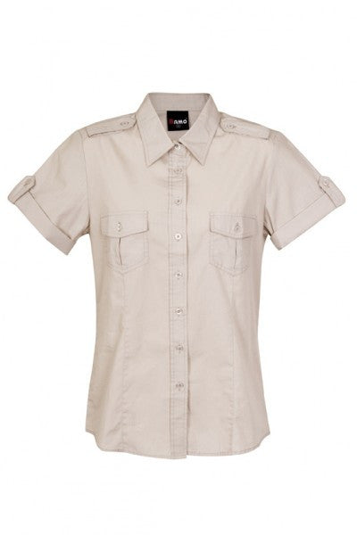 Ramo-Ramo Ladies Military Short Sleeve Shirt-Beige / 8-Uniform Wholesalers - 3