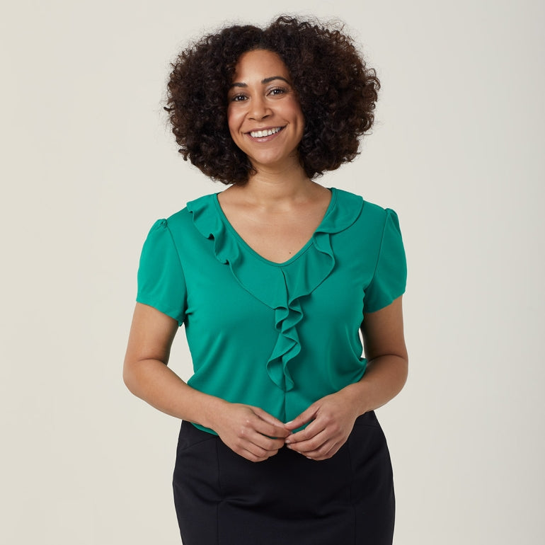 NNT Uniforms Cap Sleeve Ruffle Neck T-Top(CAT48H)
