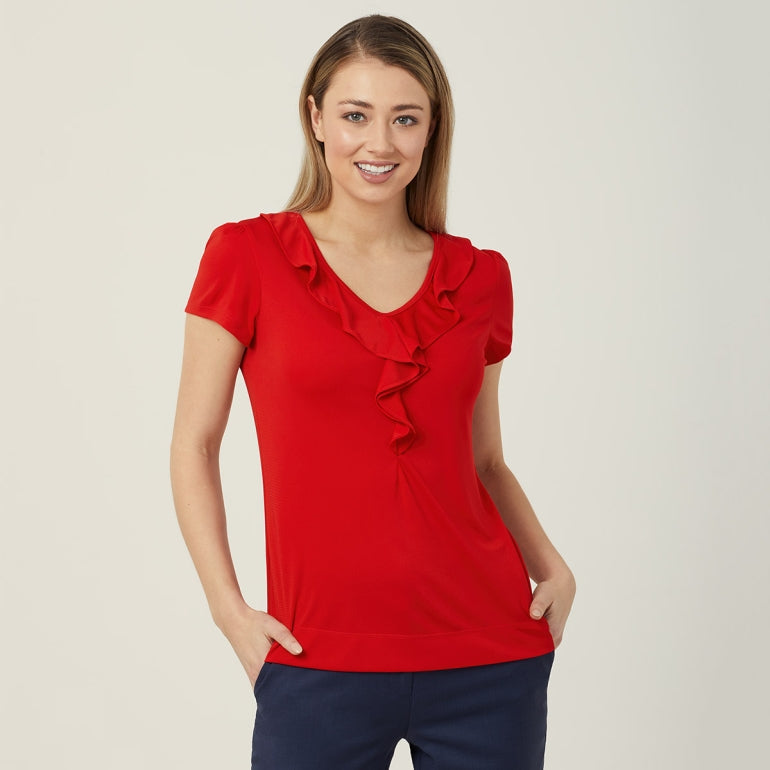 NNT Uniforms Cap Sleeve Ruffle Neck T-Top(CAT48H)