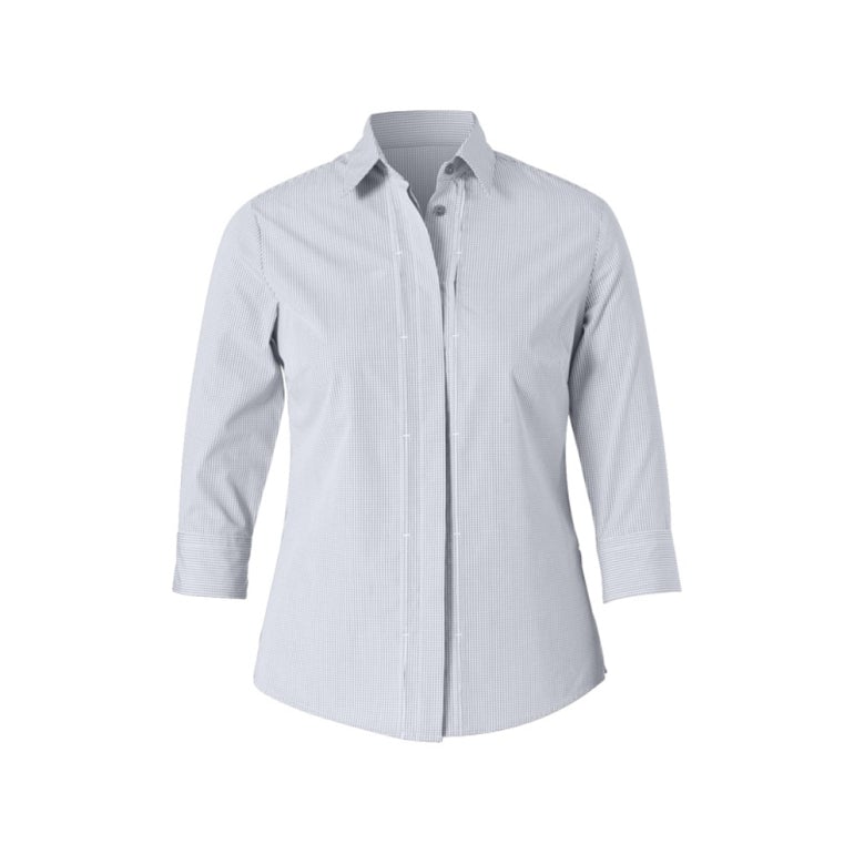 NNT Uniforms Gingham 3/4 Sleeve Tuck Shirt(CAT4L8)
