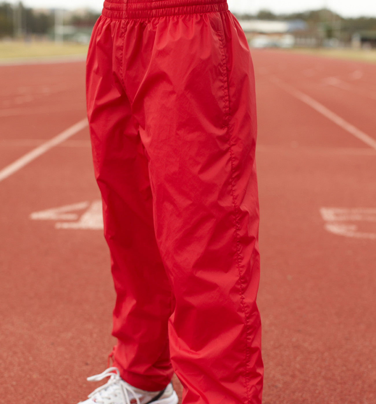 Red nylon 2025 track pants