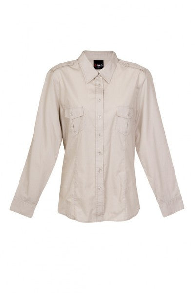 Ramo-Ramo Ladies Military Long Sleeve Shirt-Beige / 8-Uniform Wholesalers - 2