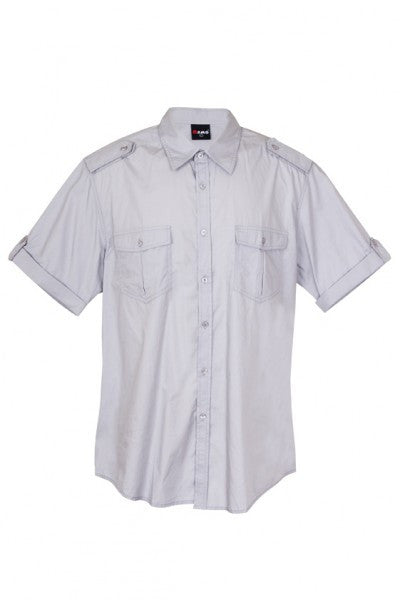 Ramo-Ramo Mens Military Short Sleeve Shirts-Ice Grey / S-Uniform Wholesalers - 6