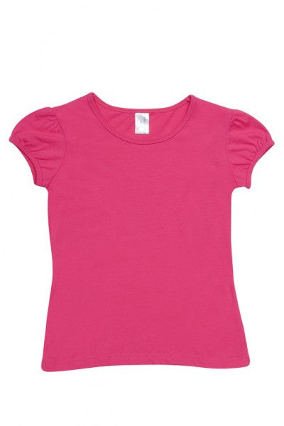 Ramo-Ramo Girls Short Puff Sleeve Tee-Hot Pink / 0-Uniform Wholesalers - 7