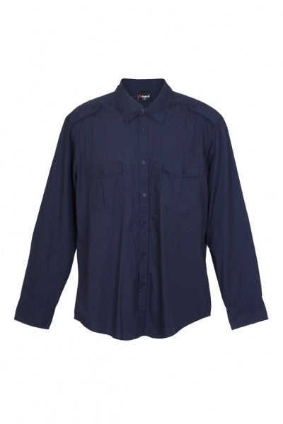 Ramo-Ramo Mens Military Long Sleeve Shirts-Navy / S-Uniform Wholesalers - 7