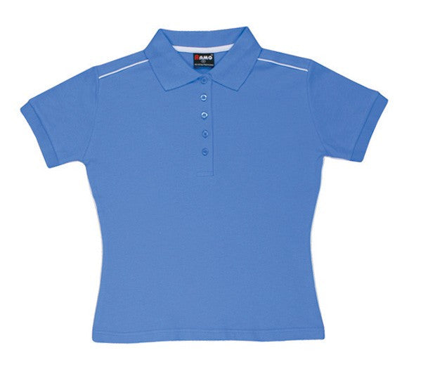 Ramo-Ramo Ladies 100% Cotton Pique Knit With Piping-Pacific Blue/White / 8-Uniform Wholesalers - 5