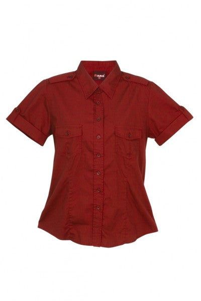 Ramo-Ramo Ladies Military Short Sleeve Shirt-Red / 8-Uniform Wholesalers - 6