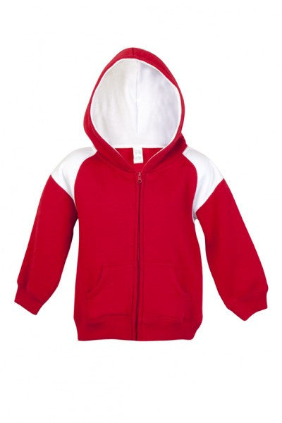 Ramo-Ramo Kids Shoulder Contrast Panel Hoodies with Zipper-Red/White / 00-Uniform Wholesalers - 6