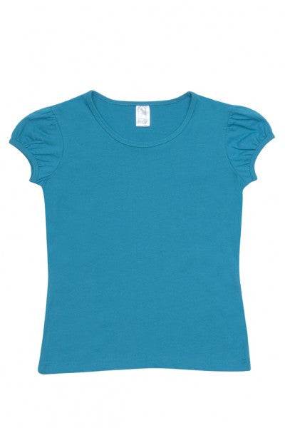 Ramo-Ramo Girls Short Puff Sleeve Tee-Turquoise / 0-Uniform Wholesalers - 8