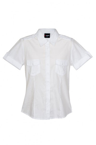 Ramo-Ramo Ladies Military Short Sleeve Shirt-White / 8-Uniform Wholesalers - 11