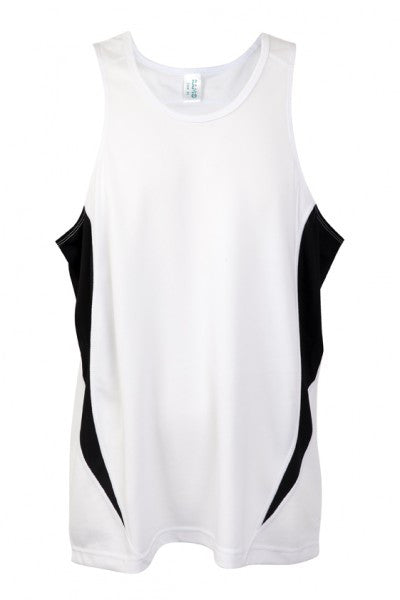 Ramo-Ramo Mens Accelerator Cool Dry Singlet	(new)-White/Black / S-Uniform Wholesalers - 12