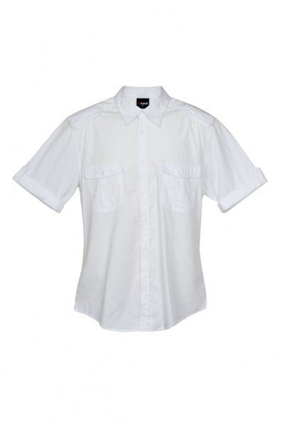 Ramo-Ramo Mens Military Short Sleeve Shirts-White / S-Uniform Wholesalers - 11