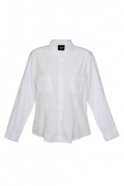 Ramo-Ramo Ladies Military Long Sleeve Shirt-White / 8-Uniform Wholesalers - 11