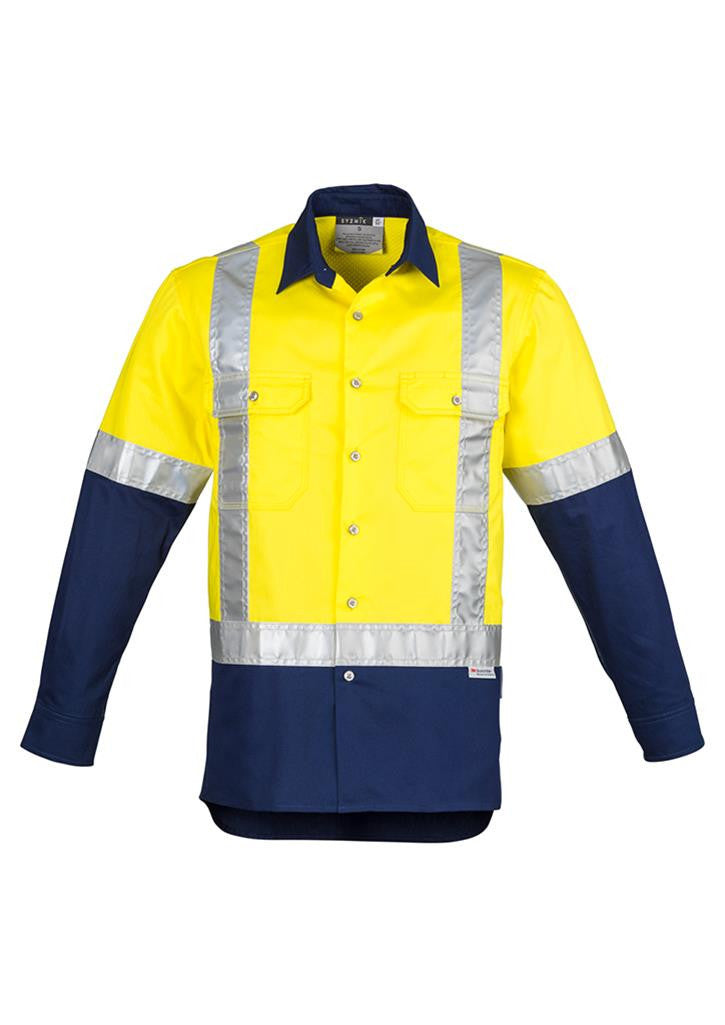 Syzmik-Syzmik Mens Day/night Industrial Shirt - Shoulder-Yellow/Navy / S-Uniform Wholesalers - 3