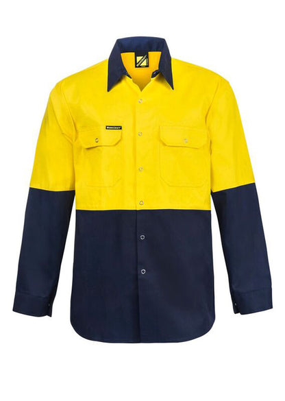 Workcraft Hivis Industrial Shirt-stud-ls (WS3032)