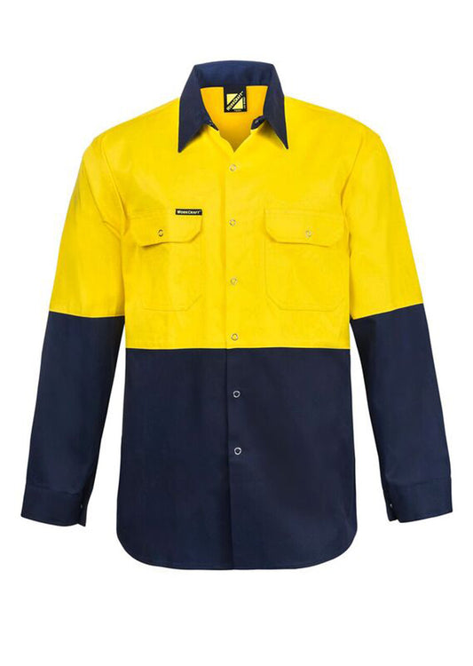 Workcraft Hivis Industrial Shirt-stud-ls (WS3032)
