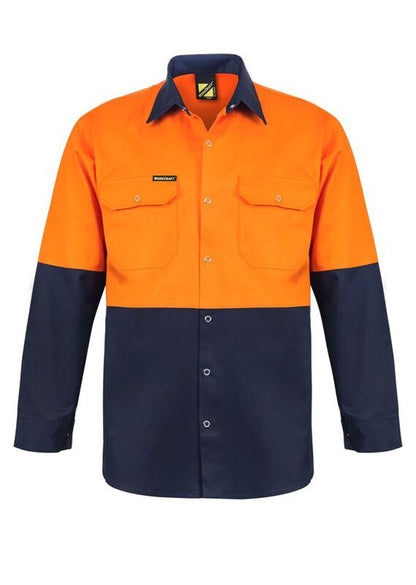 Workcraft Hivis Industrial Shirt-stud-ls (WS3032)