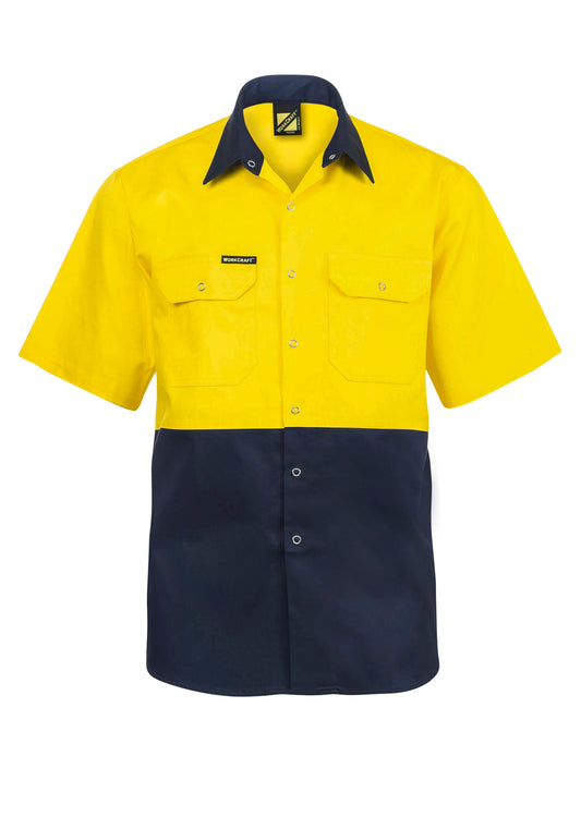 Workcraft Hivis Press Studs Shirt-ss (WS3063)