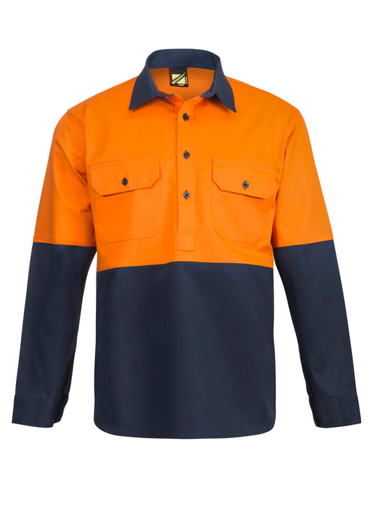 Workcraft Hi Vis Closed Front Shirt- Ls  (WS4256)