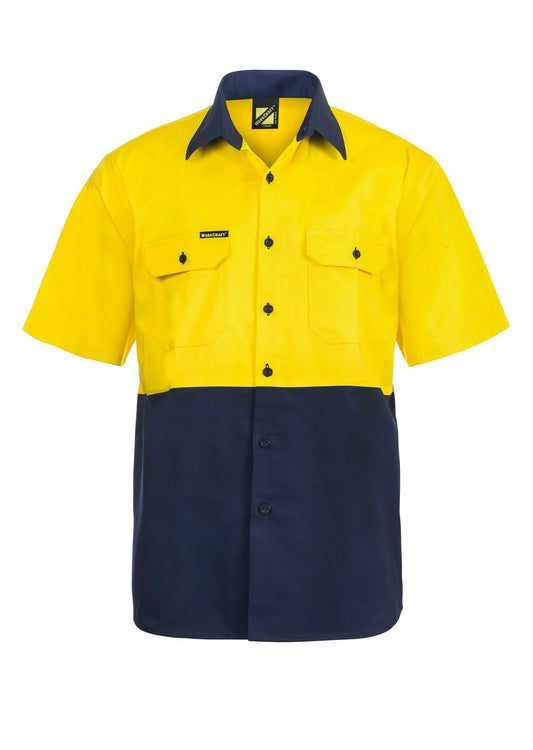 Workcraft Hi Vis Cotton Drill Shirt-ss (WS3023)