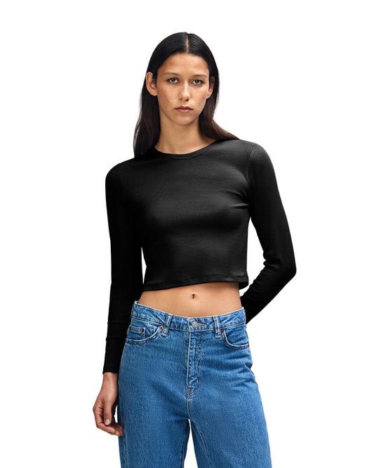 American Apparel Women's Long Sleeve Cropped T-Shirt (BR2107)