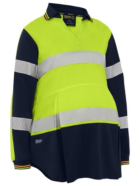Bisley Women's Taped Hi Vis Recycled V-Neck Maternity Polo (BKLM6225T)