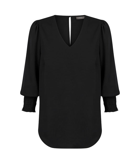 Gloweave V Neck Shirred Cuff Top (1803WZ)