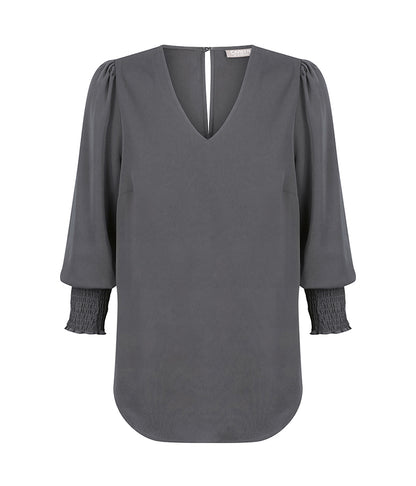 Gloweave V Neck Shirred Cuff Top (1803WZ)
