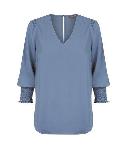 Gloweave V Neck Shirred Cuff Top (1803WZ)